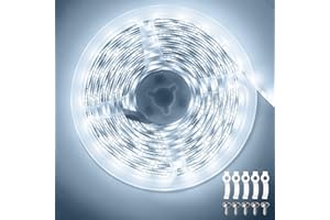 ShineBurky Striscia LED 5 Metri 12V Bianco Freddo, Luci LED Striscia Luminoso IP65 Impermeabile 300LEDs Strisce LED Flessibili per Interno Esterno Cucina Hotel Natale Decorazione (Senza Alimentatore)