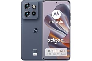 Motorola edge50 neo Smartphone (6,36"-Super-HD-Display, 50-MP-Kamera mit Moto-KI, 8/256 GB, 4310 mAh, Android 14) Pantone Grisaille (Veganes Kunstleder), inkl. Schutzcover