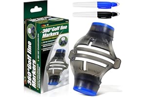 SUBORAWOS Golf Ball Marker with 2 Coloured Marker Pens, 360 Degree Line Drawing Alignment Tool, Triple Line Golf Ball Marker for Men and Women