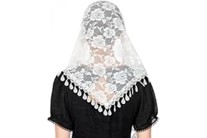 Yeenano Voile Triangulaire en Dentelle Couvrant la Chapelle écharpe Brodée Coiffe Grâce Voiles de Mariée élégance Tulle pour Fête, Anniversaire,Mariage,Mascarade