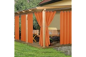 HolidayIdeas Outdoor Curtains for Patio Waterproof, 6 Panels - 54x95 Inches - Weatherproof Privacy Outsides Curtains for Cabana Porch Pergola, Sunlight & UV Blocking (Mecca Orange, Grommet Top)