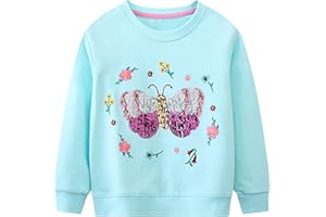 FILOWA Felpa per Bambina, Ragazza Unicorno Ricamo Pullover Maglione Cotone Manica Lunga Maglietta Casual Top, Bambine e Ragazze Senza Cappuccio Felpe 2-7 Anni, Rosa/Gris