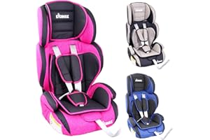 KIDIMAX® Autokindersitz Kindersitz Kinderautositz, Sitzschale, universal, zugelassen nach ECE R44/04, in 3, 9 kg - 36 kg 1-12 Jahre, Gruppe 1/2 / 3 (Pink)