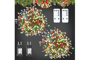 LITREN (2 Pezzi) 210 LEDs 31M Luci Albero di Natale Esterno Interno Catena Luminosa con Telecomando,Spina,8 Modalità e Timer, Impermeabile IP65 Colorate Lucine Led Decorative per natale, Alberi, Ghirlande