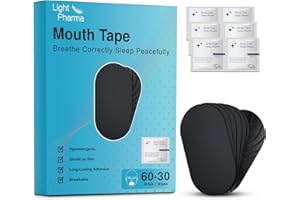 Light Pharma 60 Mouth Tape for Sleeping, Sleep Tape for Snoring Prevention by Improving Nasal Breathing, Mouth Tape for Snoring with Rinse Free Soap Towelettes, Medical Grade | 60 + 30