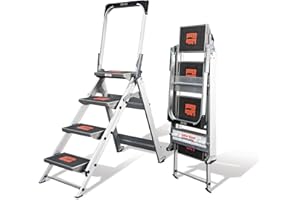 Little Giant 4 Tread Safety Step Ladder | Folding Step Stools | with Tool Tray Fitted into Handrail