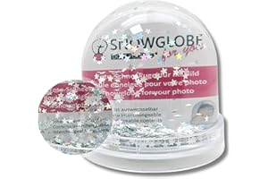 SNOWGLOBE FOR YOU - DO IT YOURSELF Globo di neve grande | contenuto argento stelle | con 2 x immagini | base trasparente | sfera di neve glitter | larghezza 9 cm altezza 8 cm 2 pagine da colorare | cornice regalo foto | 50011