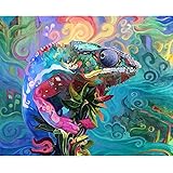 Måla Efter Siffror för Vuxna, CAYUDEN 40x50 cm Djur Akrylfärger Efter Siffror för Vuxna Nybörjare Barn Målningskit med 3 Bors