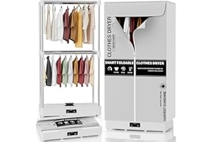 Kiseely Wäschetrockner, 150cm Tragbarer Faltbarer Wäschetrockner mit Timer, leicht zu transportierender Wäschetrockenschrank mit großer Kapazität für Zuhause | Wohnungen | Wohnmobil (Grau L1)