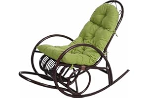 Mendler Fotel bujany HWC-C40, fotel bujany, fotel rattanowy, brązowy - nakładka zielona