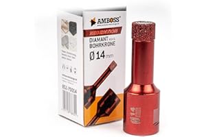 AMBOSS WERKZEUGE Amboss RED Edition M14 - Corona diamantata per smerigliatrice angolare in gres porcellanato, piastrelle dure, granito/corona di perforazione a secco ideale (Ø 14 mm)