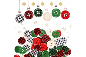 GEBETTER 60pz Bottoni Natalizi in Legno Bottone Colorato per Cucito Natale Pulsanti per Artigianati Lavoretti Decorazione Natale Fai da Te Abbelimenti