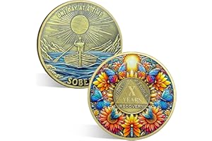 ACGZQY Nüchternheitsmünze - 10 Jahre Sunflower Butterfly Sobriety Chip AA Münze und Medaillen One Day at a Time Sober Token Narcotics Anonyme Alkoholiker Recovery Geschenke