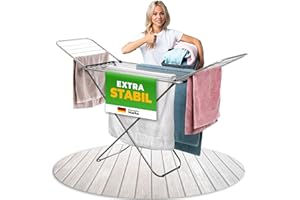 VELORA ® Wäscheständer Silber 18 m Trockenfläche - Wäscheständer platzsparend mit rutschfesten Füßen - Klappbarer Flügelwäscheständer - Wäschetrockner