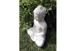SIFCON INTERNATIONAL PLC 37X28CM SITTING BUDDHA CERAMIC HOME GARDEN DECORATION WHITE FIGURINE