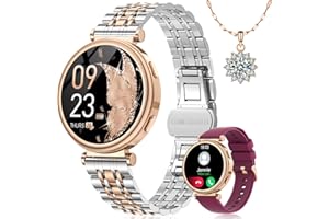 SWGOTA Smartwatch Damen, 1.27" HD Armbanduhr mit Telefonfunktion Menstruationszyklus/Herzfrequenz/Schlafmonitor/SpO2, 120+ Sportmodi IP68 Schrittzähler für iOS Android Geschenke für Frauen Gold Silber