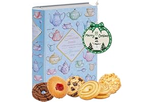 TOPLINE Afternoon Tea Book Biscuit Tin - Decorative Pastel Blue Book Filled with Assorted Chocolate Biscuits 260g & Christmas Tree Decoration. Biscuits Gift Set for Stocking Fillers, Christmas Gifts