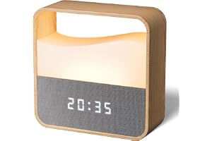 UPXNBOR Digital Väckarklocka, Sängklocka med Dimbart Nattljus | Tyst Bordsklocka med LED-Display, USB-C-Uppladdningsbar, Dubbla Alarm, Snooze, 3 Volymnivåer, för Sovrum och Resor