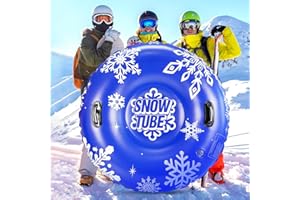 LIKYMO Snow Tube - Inflatable Snow Tube with Tow Line & Handles, Durable Cover, Wear-Resistant and Frost-Proof Material, Kids Adults Snow Tubes for Sledding Skating Skiing Winter Snow Toys