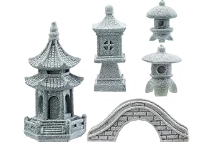 SUPerfIDINGS 5 stilar japansk Pagoda-lampa lykta sten Pagodalykta trädgårdsstaty fotbro figurer för landskap balkong trädgård