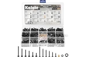 KALOTE 600Pcs M3 Metric Screws for 3D Printer DIY, 3D Printer Screws Set, 12.9 Grade Alloy Steel Hex Socket Head Cap M3 Screws Assortment, Phillips Drive Self Tapping Screws and Brass M3 Knurled Nuts Kit