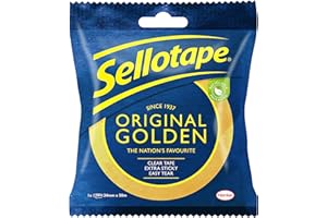 Sellotape Original Golden, Multi-Purpose Clear Tape for Household Objects, Clear Packing Tape for Sticking Envelopes or Cards, Easy to Use Packaging Tape, 24mmx50m