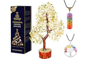 ABHISUBYA Crystal Tree - Green Jade Stone - Chakra Tree - Green Decor - Money Tree - Crystals for Healing - Chakra Stones Set - Spiritual Gifts for Women - Healing Crystal Gifts