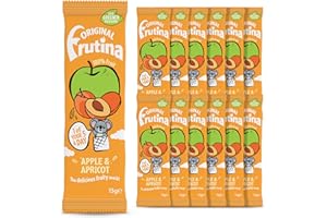 Frutina Apple and Apricot Fruit Bars - Multipacks of 12 x 15G, Fruit Snacks - 100% Dried Fruit with No Added Sugar, No Preservatives and No Artificial Colours and Flavours