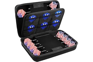 PSofcake Dart Tasche, Darts Hülle für 16 Steel Dartpfeile und Soft Darts Pfeile Set, Dartkoffer Box Aufbewahrungshalter für Flights, für Spitzen, für Schaft, für Gummiringe