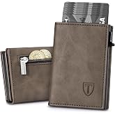 Tomylv Men's Wallet, Small Leather Card Holder with RFID Blocking | Men's Wallets Magnetic Closure with 8 Slots for Cards, Bi