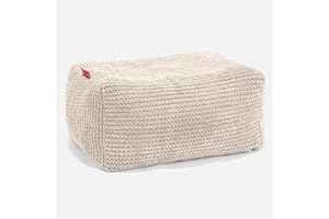 Lounge Pug - Pom Pom - Bean Bag Footstool - Small - IVORY - (Size 20cm H x 35cm D x 45cm Wide)
