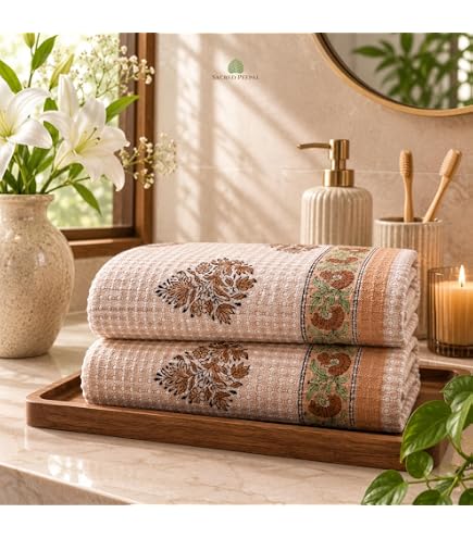 CRENTILA Embroidered Tulip Hand Towel | Ultra Soft Coral Fleece