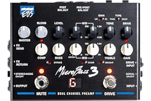 EBS Micro Bass 3 Professional Outboard Preamp - 2-Kanal Vorverstärker - Dual Balanced XLR-Out - Schwarz - Double Bass Amplifier - Instrument-Zubehör