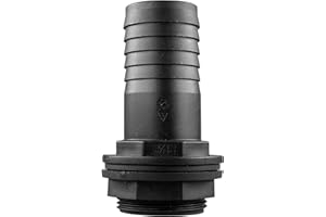 EOTRADER Garden Water Tank Overflow Vent, Water Butt Barbed Linking Pipe Connector with Nut & Washer, Fits 1.5” BSP Thread & Hose, Rain Capture Tank IBC Water Extraction Duct (1.5" BSP - 1.5" Barb)