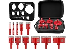 Diamond Core Drill Bit Set - FOCSTOL 11pcs (6/8/10/20/25/28/32/35/45/50/65mm) Hole Saw Kit for Porcelain Ceramic Tile Marble Granite with Triangle Shank