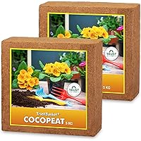 TrustBasket Set of 2 COCOPEAT Block 5kg - EXPANDS to 150 litres of Coco PEAT Powder