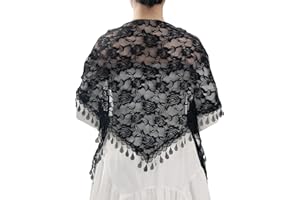 MILAKOO Sciarpa a Triangolo in Pizzo da Donna con Nappe Festa di sera in rete Sciarpe da Sposa