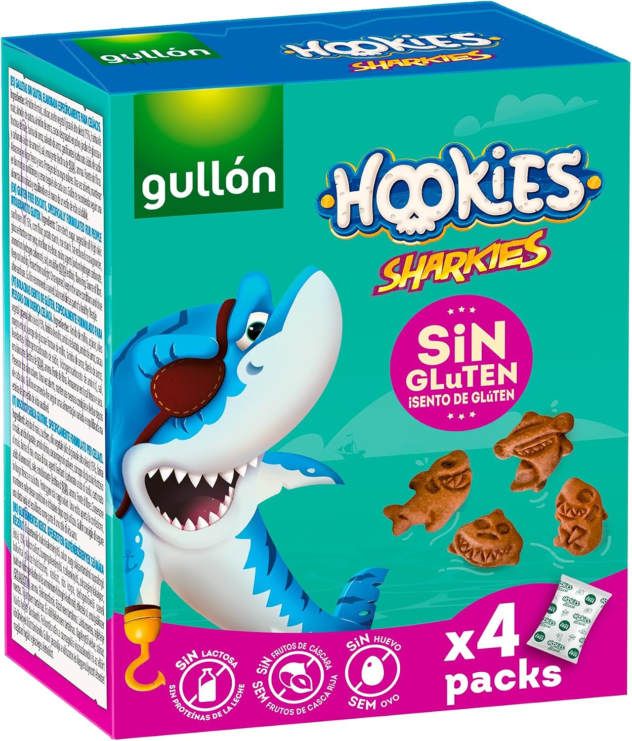 Galletas Sin Gluten Gullón Hookies Mini Sharkies 160g (4x40g)