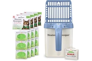 Neater Pet Brands - Neater Scooper Cat Litter Scoop and 195 Count Refill Bag Bundle - Cat Litter Sifter Poop Scoop System with Extra Waste Bags, Blue