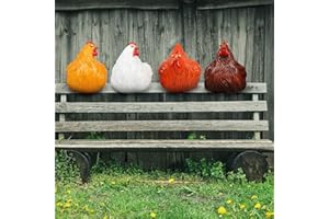 VCTKLN 4 Stück Henne Pastoral Huhn,Huhn gartendeko Huhn deko, Harzornamente Garten - Schöne Hühnerstatue Dekoration - Heimtextilien für Zäune/Holzpfähle/und Hühnerhandwerk auf Holzleitern