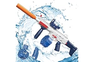 HYNXM Electric Water Gun, Water Guns for Adults Kids, Up to 25 FT Long Range, Double Magazine 370CC+120CC Large Capacity Automatic Water Gun, Toys for Pool, Beach, Outdoor Activities