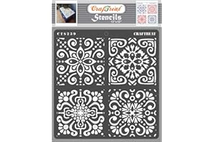 CrafTreat Pochoirs marocains réutilisables pour la peinture – Pochoir pour carrelage marocain – 30,5 x 30,5 cm – Pochoirs d'art et d'artisanat – Décoration murale pour carrelage marocain