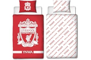 LIVERPOOL F.C. Liverpool FC Character World Official Single Duvet Cover Set, Tone Design | Red Reversible 2 Sided Football Bedding Cover Official Merchandise Including Matching Pillow Case
