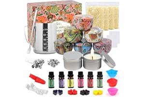 TEPENAR Kit per realizzare candele profumate fai da te, set di candele fai da te con profumo di cera d'api da, 8 barattoli per candele, 6 oli profumati, 8 blocchi coloranti, 500 ml, ecc. Crea le tue candele