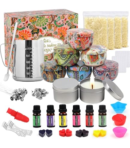 Kit Fabrication De Bougies DIY - 490g Cire (Soja + Gel) + 11 Moules + 6 Huiles Parfumées - Pour Débutants Et Adultes