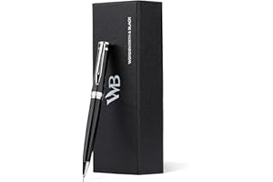 Wordsworth & Black Matita Meccanica Mina di Grafite - Laccatura Nera con Finitura in Cromo, Mina da 0,7 mm, Set Regalo per Uomo e Donna, Matite Professionali per Ufficio