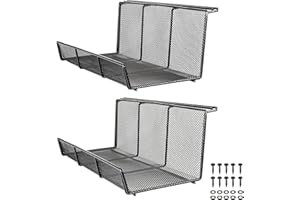 Univivi 2 Pack Under Desk Cable Management Tray - Organize Power Adapters, Cords & More - Easy Mount Metal Tray, 43 x 12.7 x 10 cm (Black)