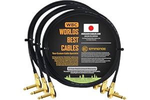 WORLDS BEST CABLES 3 unidades de conectores Mogami 2319-121 cm (4 pies) – efectos de instrumento con chapado en oro, perfil bajo, tortitas en ángulo derecho tipo TS (6,35 mm)