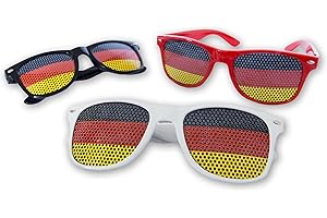 PROMO TRADE 3 Deutschland Brillen - Fan Set - WM EM Set - Schwarz Rot Gold - Sonnenbrille Germany - EM Brille