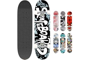 WESKATE Hikole Skateboards Pro 31 inches Complete Skateboards for Teens Beginners Girls Boys Kids Adults, 9 Layer Maple Wood Skateboard (6: Letter)